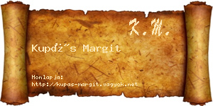 Kupás Margit névjegykártya